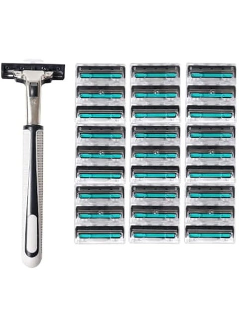 37 PCS Men Razors,Disposable Razors,Razor Blades,Mens Rrazors,Shavers for Men Razor,Mens Razor Includes 1 Handles and 37 Replaceable Razor Head，with Lubricating Strip and Long Non-Slip Rubber Handle