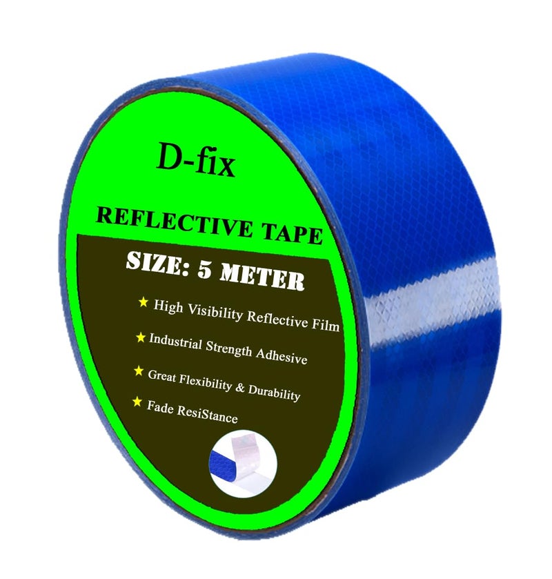 D-Fix ® High Intensity Radium Reflective Tape - 5 Meters in Length - 48mm / 2" Width - 1 Roll Per Pack - Car Bike and commercial vehicles Conspicuity reflective warning Tape Reflective tape (Blue) - Image 1