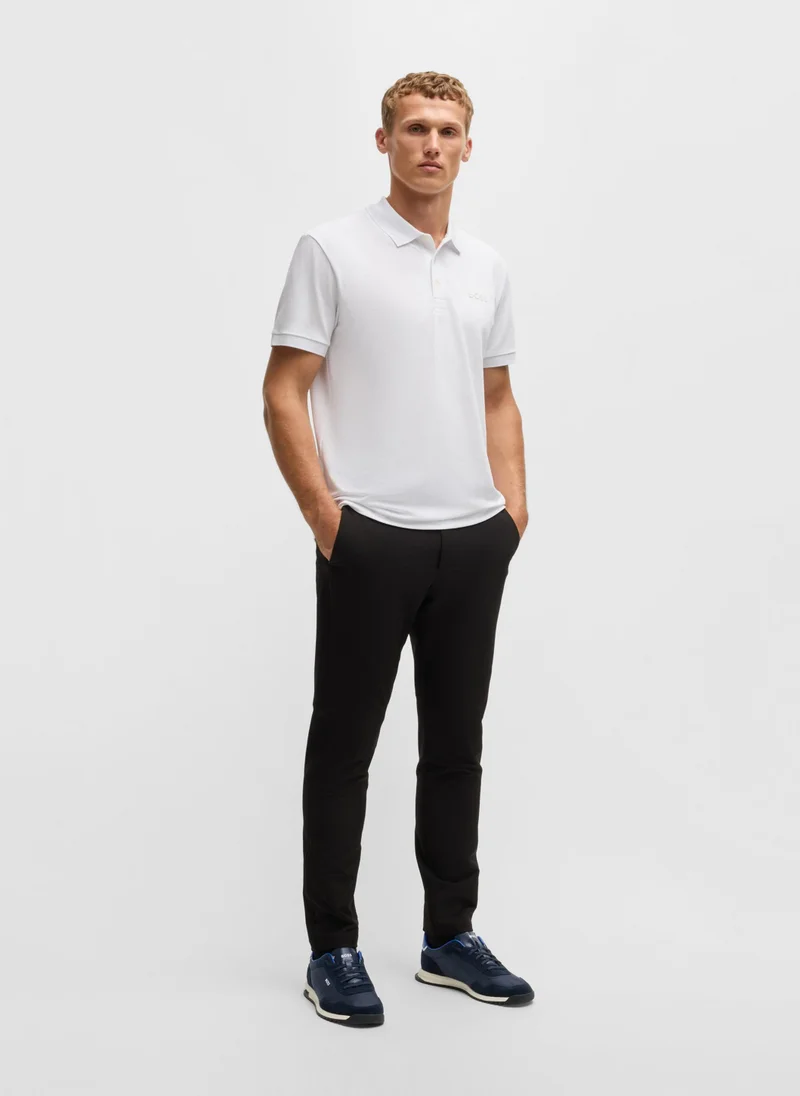 بوس Textured-fabric lace-up trainers with suede trims