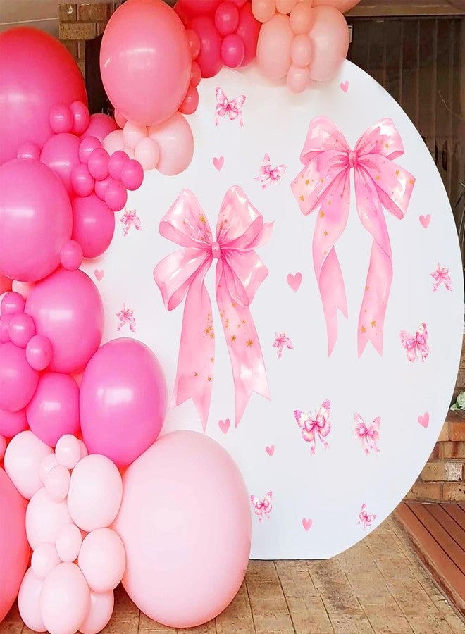 kokolap Large Pink Bow Stickers Decals Bows Party Decoration Stickers for Backdrop Watercolor Baby Girls Wall Sticker for Bedroom Pastel Coquettte Wall Decor Decals Peel and Stick Double Sided Window Cling - Image 3