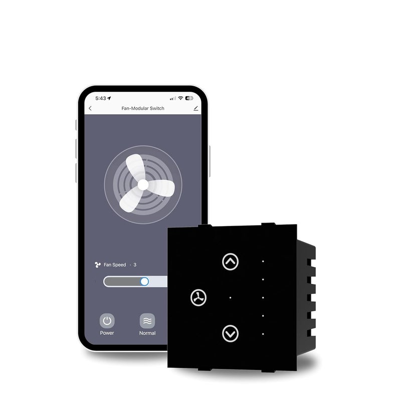 AZIOT SMART MODULAR 1 FAN REGULATOR PREMIUM TOUCH SWITCH - GLASS (Not Acrylic): Elevate Your Home with Effortless Control (Fits in Anchor Roma Classic and similar plates) Not for BLDC fans. - Image 1