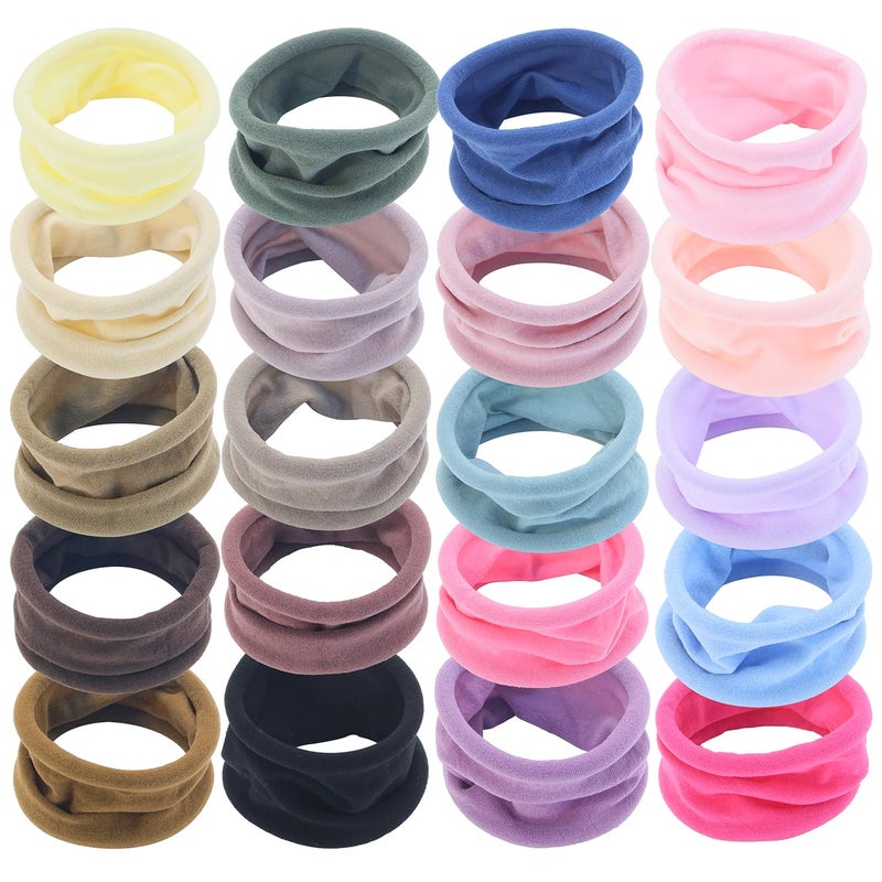 XIMA 20PCS Thick Seamless Hair Ties Hair Scrunchies Elastics Hair Bands Large Soft Nylon Rope Ponytail Holders for Thick Heavy or Curly for Girls and Women