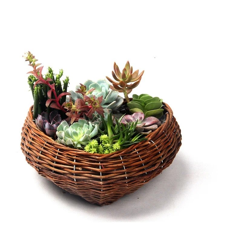Y&D Seagrass Laundry Basket Wicker Storage Box, Handmade Portable Succulent Plant Basket, Straw Flower Container - DDA331 Wedding Decor - Image 4