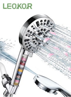 LEOKOR Filtered Shower Head Handheld 10 Modes Spray Combo High Pressure Detachable Water Softener Showerhead  - Image 1