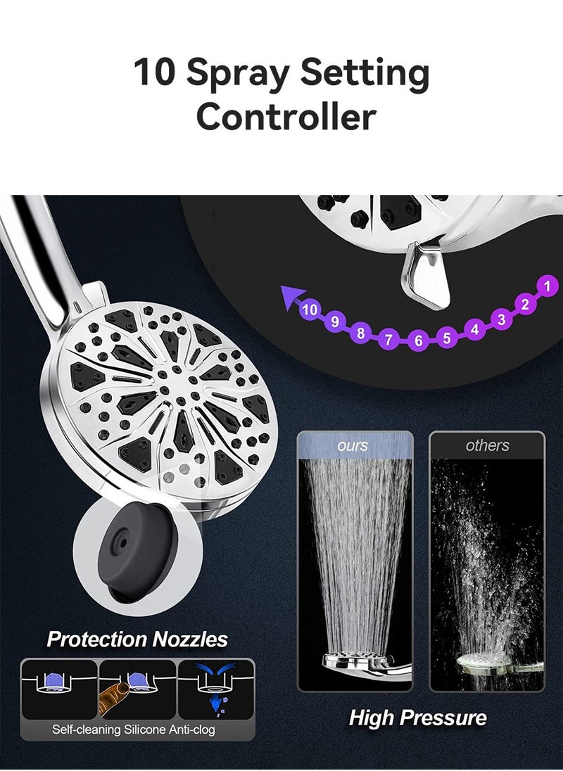 LEOKOR Filtered Shower Head Handheld 10 Modes Spray Combo High Pressure Detachable Water Softener Showerhead  - Image 2