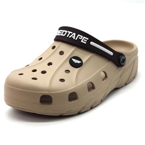 Red Tape Men's Designer Comfortable Clogs || Sandals With Adjustable Back Strap For Men Beige, 11 UK - Image 1