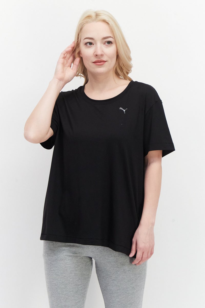 PUMA Women Sportswear Fit Short Sleeve Printed T-Shirt, Black - Image 1
