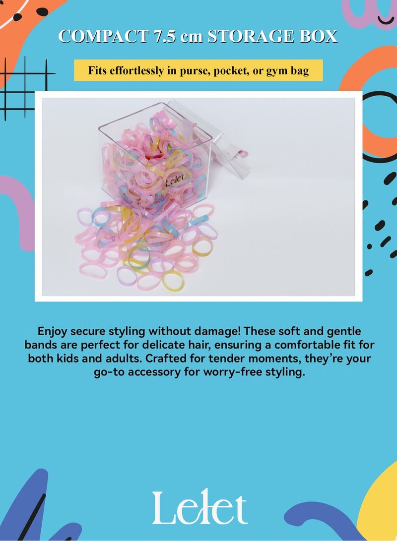 Lelet 600 Pcs Multi-Color Mini Elastic Hair Ties – Soft Rubber Bands for Baby Girls & Kids | No Pull Ponytail Holders | Gentle, Durable Polybands with Compact Storage Box | Hair Accessories for Toddlers - Image 3