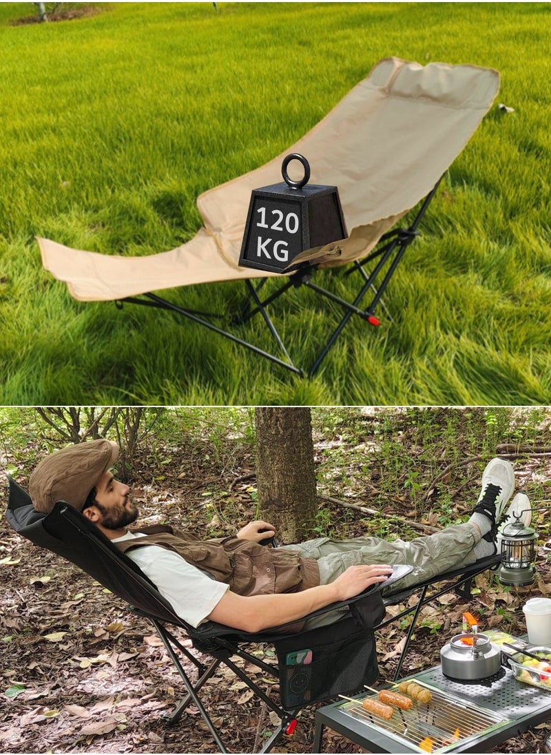 Kidoh Portable Camping Chair with Removable Footrest, Beach Chair with Side Storage Bag, 3-Position Adjustable Tall Backrest, Sturdy Steel Frame, Compact Outdoor Foldable Chair, Includes Carry Bag.  - Image 3