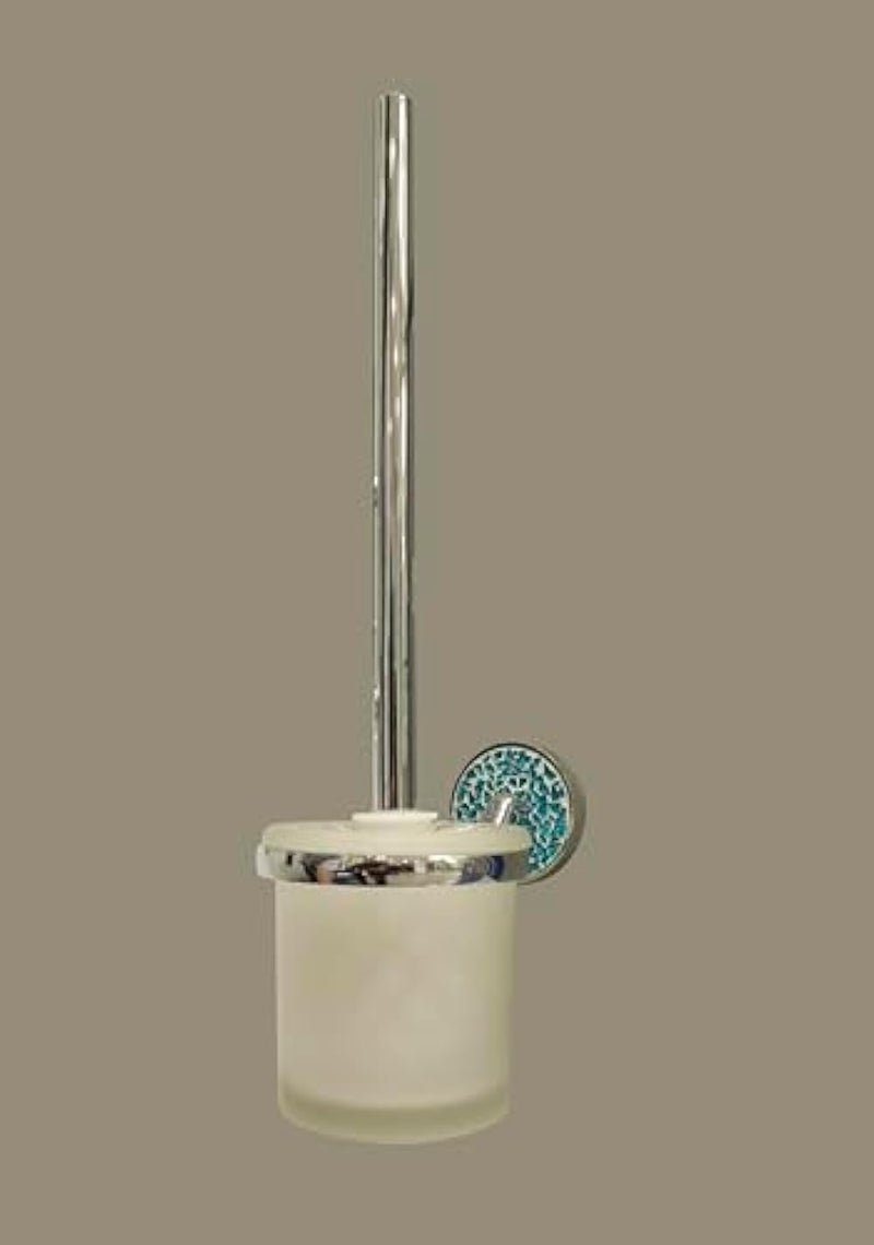 Siag Silver and Mosaic Blue Toilet Brush Holder for Vibrant Bathroom Sophistication - Image 2
