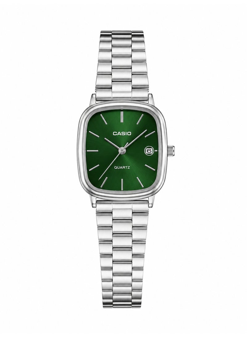 Casio Classic Green Dial Quartz Analog Watch with Date Display – Stainless Steel Bracelet - Image 1