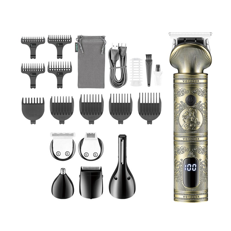 Retro Engraving All Metal Hair Clipper LED Display Fast Cutting Shaving Haircut Professional Styling - Image 1