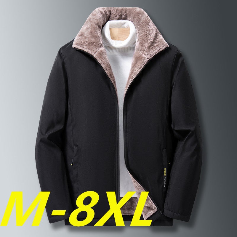 Fleece-Lined New Jacket Men'S Business Jacket Middle-Aged And Elderly Jacket Middle-Aged And Elderly Jacket Stand Collar Middle-Aged Jacket - Image 2