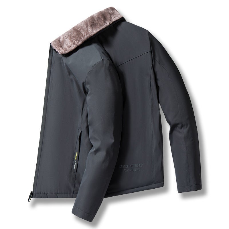 Fleece-Lined New Jacket Men'S Business Jacket Middle-Aged And Elderly Jacket Middle-Aged And Elderly Jacket Stand Collar Middle-Aged Jacket - Image 5