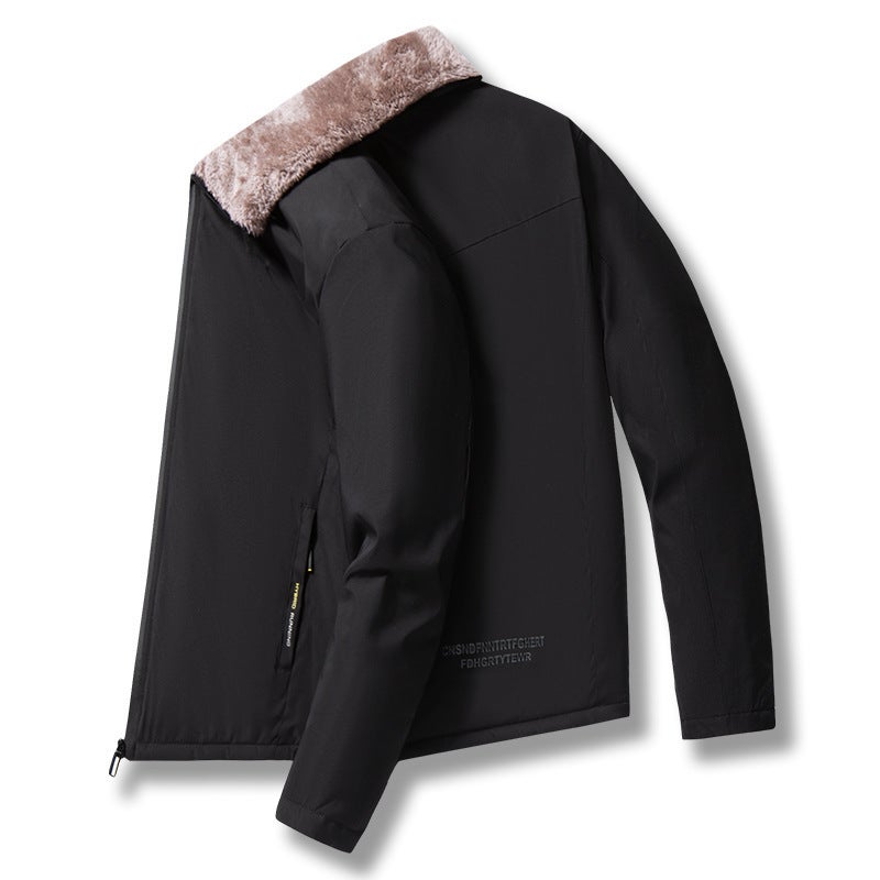 Fleece-Lined New Jacket Men'S Business Jacket Middle-Aged And Elderly Jacket Middle-Aged And Elderly Jacket Stand Collar Middle-Aged Jacket - Image 4