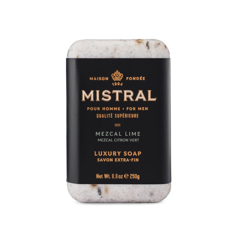 Mistral Mezcal Lime Luxury Bar Soap for Men  Mens Natural Soap Bar  Paraben Phthalates Free  Moisturizing  TripleMilled Natural Soap for Men  Made in France  Large 88 oz