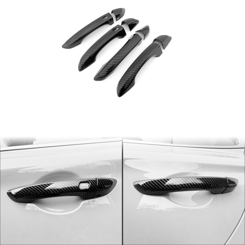 JUIVEEL Carbon Fiber Style ABS Car Exterior Door Handle Cover Set Outside Door Handle Cover Compatible with Genesis G70 20222024 Accessories