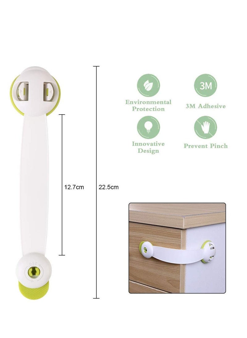 Excefore Child Safety Cupboard Locks, 6 Pcs Baby Proof Locks No Screws Child Locks with 3M Adhesive Stick On Cabinets, Children Proof Latches for Kitchen, Door, Drawer, Closet, Refrigerator, Green - Image 2