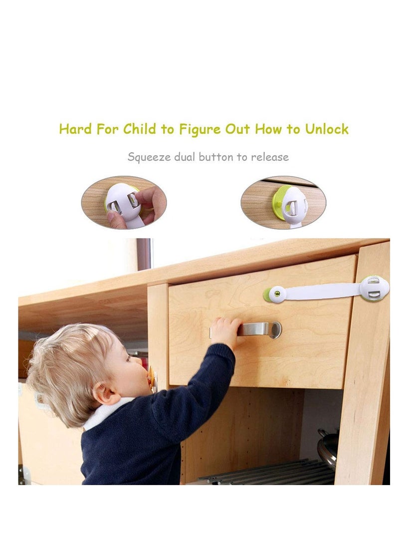 Excefore Child Safety Cupboard Locks, 6 Pcs Baby Proof Locks No Screws Child Locks with 3M Adhesive Stick On Cabinets, Children Proof Latches for Kitchen, Door, Drawer, Closet, Refrigerator, Green - Image 3