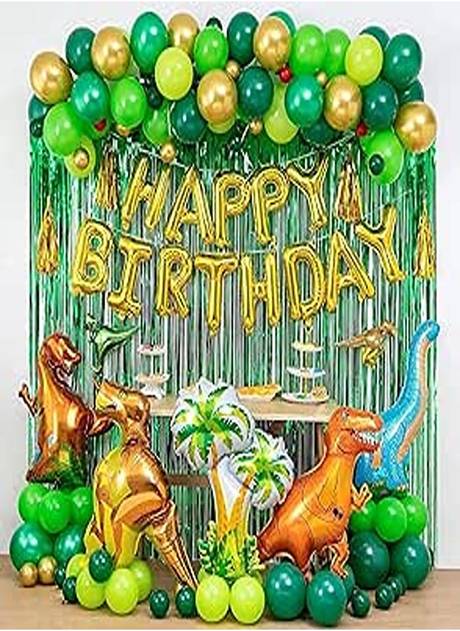Generic - Dinosaur Party Decorations 135 Pcs Dinosaur Birthday Party Supplies with Dinosaurs Balloons, Happy Birthday Balloons, Curtains, Dinosaur Theme Party for Kids Girls Boys Baby Shower Celebration - Image 1