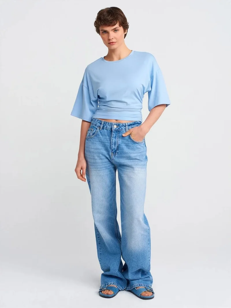 ديلفين Dilvin High-Waist Wide-Leg Cotton Denim Jeans