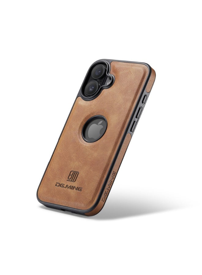 DGMING Case Cover Premium Leather Back with Logo CutOut Shockproof Compatible with  Iphone 17 (Brown) - Image 1