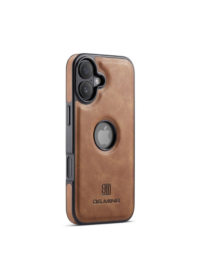 DGMING Case Cover Premium Leather Back with Logo CutOut Shockproof Compatible with  Iphone 17 (Brown) - Image 5