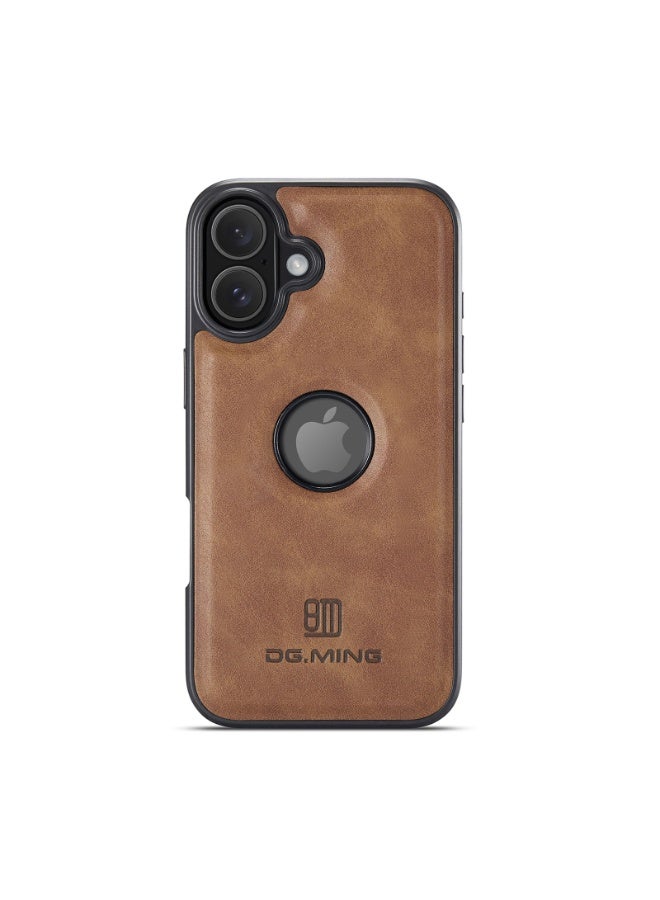 DGMING Case Cover Premium Leather Back with Logo CutOut Shockproof Compatible with  Iphone 17 (Brown) - Image 4