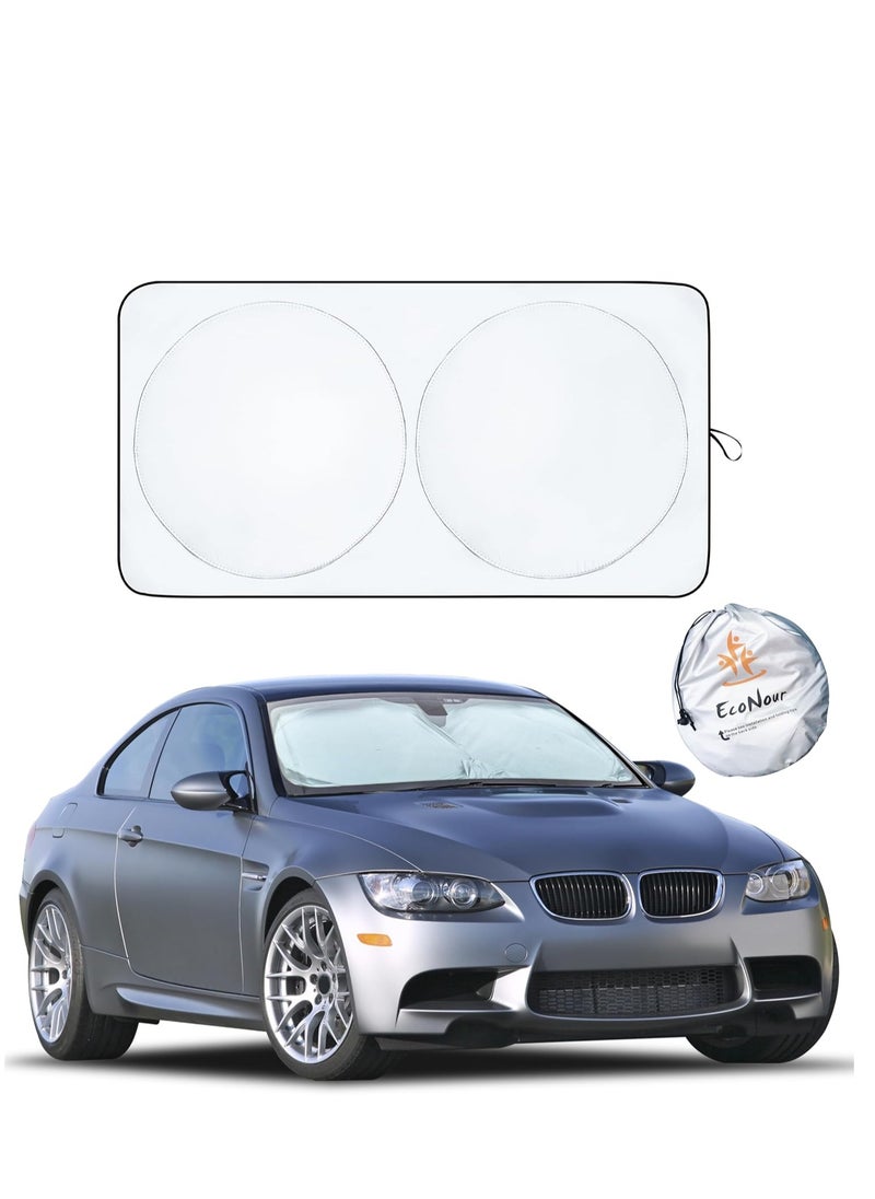 EcoNour - EcoNour Car Windshield Sun Shade | Reflector Sunshade Offers Ultimate Protection for Car Interior | Cool Reflective Sun Blocker Fits Small Sedans, Mini SUVs, & Hatchbacks | Medium (64x32 inches) - Image 1