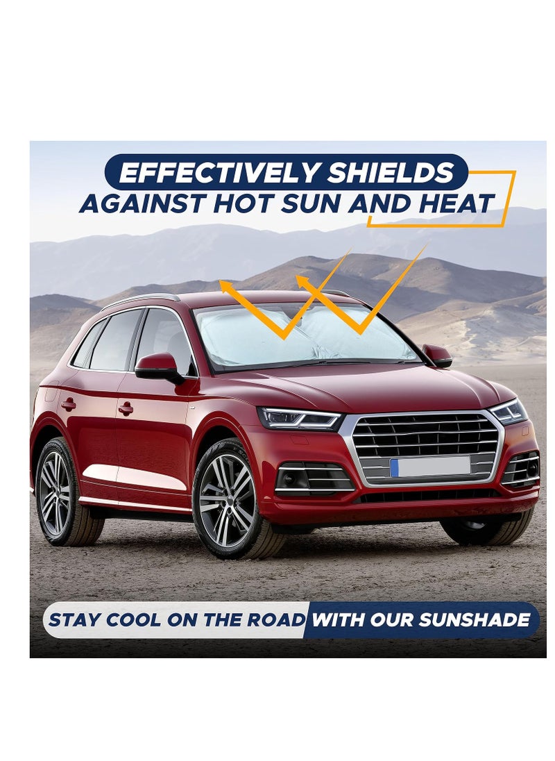 EcoNour - EcoNour Car Windshield Sun Shade | Reflector Sunshade Offers Ultimate Protection for Car Interior | Cool Reflective Sun Blocker Fits Small Sedans, Mini SUVs, & Hatchbacks | Medium (64x32 inches) - Image 1