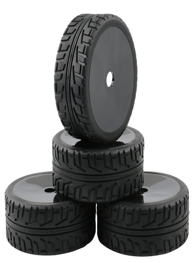 Rchobbytop 4pcs 17mm Hex Hard Disc Wheels and Tires with Lock Nuts for 1/8 Scale On Road Racing Buggy Kyosho Traxxas HPI HSP AE Losi TLR Tekno Serpent Xray Team C T8E T8TE etc, Black - Image 1