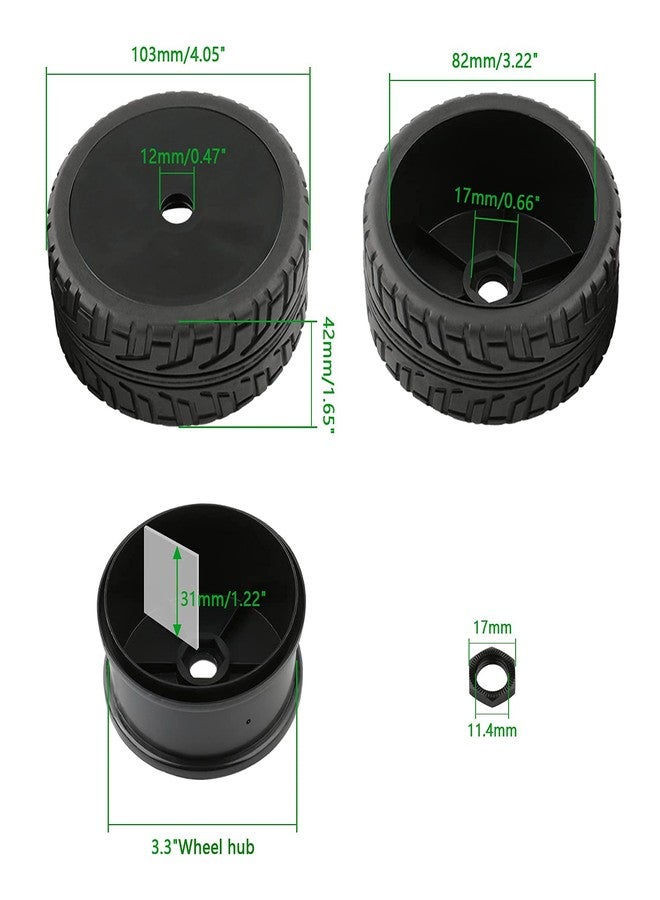 Rchobbytop 4pcs 17mm Hex Hard Disc Wheels and Tires with Lock Nuts for 1/8 Scale On Road Racing Buggy Kyosho Traxxas HPI HSP AE Losi TLR Tekno Serpent Xray Team C T8E T8TE etc, Black - Image 3