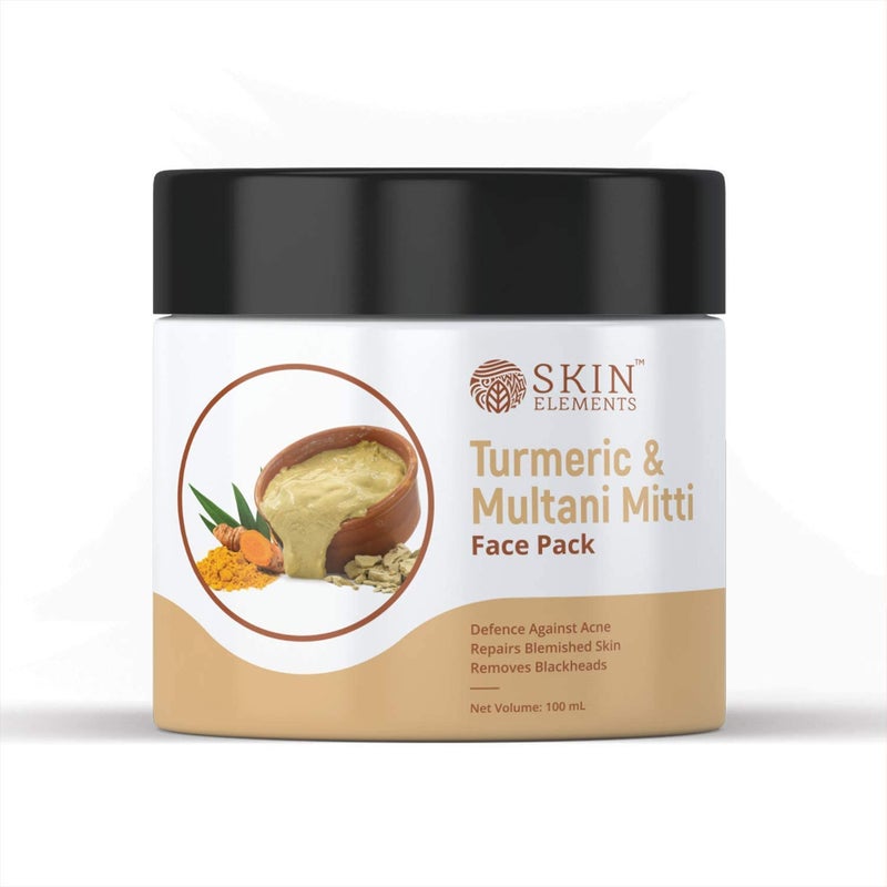 Skin Elements Fullers Earth Multani Mitti  Turmeric Haldi Natural Face Pack for Healthy  Glowing Skin  Reduces Dark Spots Dull Skin and Controls Excess Oil  338 Fl Oz