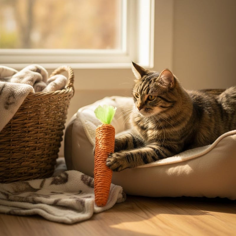 KASTWAVE Fast & slow shipment compatible Interactive Cat Toys, Natural Durable Chew Toys, Dental Health Kitten Teething Toys, Crinkle Paper Carrot Shaped Toy Gift for Cat, Eco-Friendly Physical Exercise for Indoor Cats for Reduce Loneliness Economical varied sizing picks - Image 5