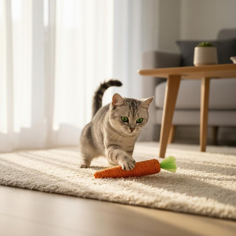 KASTWAVE Fast & slow shipment compatible Interactive Cat Toys, Natural Durable Chew Toys, Dental Health Kitten Teething Toys, Crinkle Paper Carrot Shaped Toy Gift for Cat, Eco-Friendly Physical Exercise for Indoor Cats for Reduce Loneliness Economical varied sizing picks - Image 4
