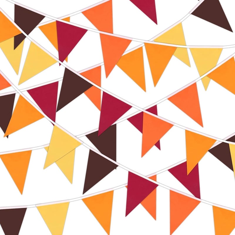 MARFOREVER Fall Pennant Banner, 30Pcs Fabric Thanksgiving Triangle Flags Bunting Garland Fall Theme Colors Hanging Decorations for Autumn Harvest Garden Wedding Baby Shower Party Supplies - Image 1