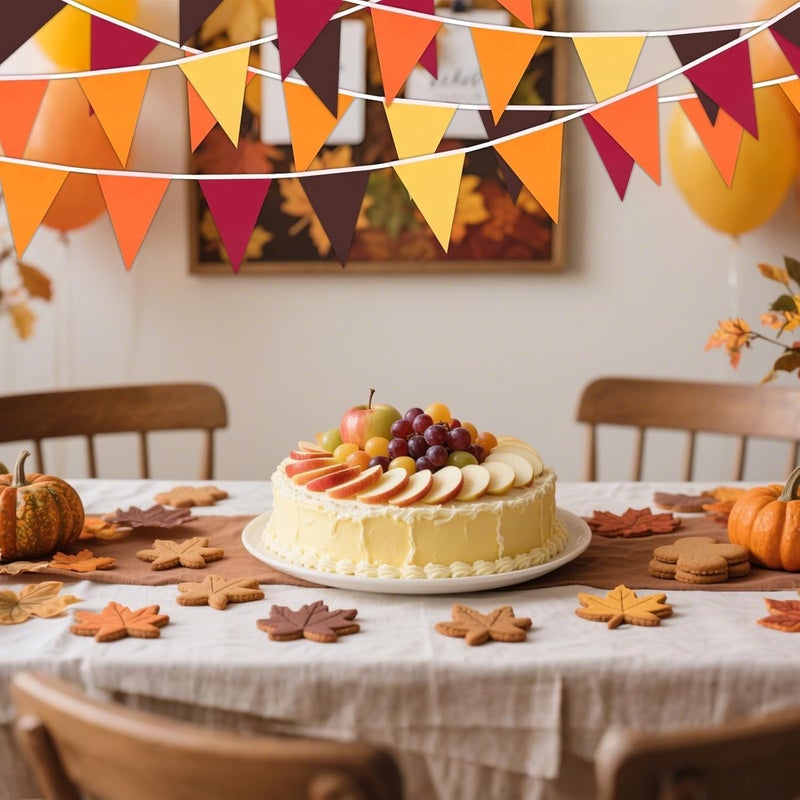 MARFOREVER Fall Pennant Banner, 30Pcs Fabric Thanksgiving Triangle Flags Bunting Garland Fall Theme Colors Hanging Decorations for Autumn Harvest Garden Wedding Baby Shower Party Supplies - Image 3
