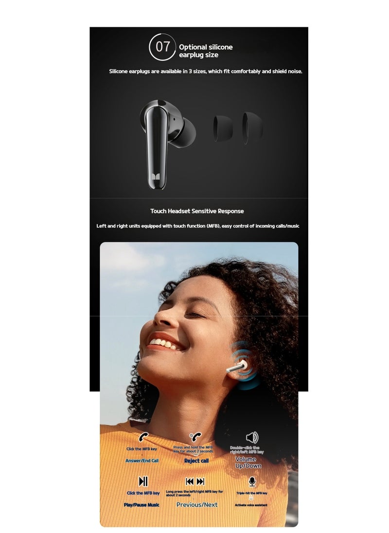 Monster - Monster N-Lite 203 True Wireless Bluetooth Earbuds - Stylish, Comfortable In-Ear Design for Apple & Huawei Devices - High-Quality Audio, Portable Charging Case, Available in Multiple Colors - Image 1