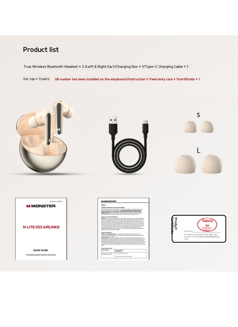 Monster - Monster N-Lite 203 True Wireless Bluetooth Earbuds - Stylish, Comfortable In-Ear Design for Apple & Huawei Devices - High-Quality Audio, Portable Charging Case, Available in Multiple Colors - Image 1