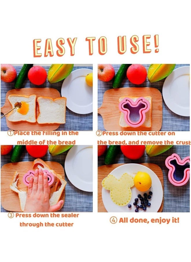 Hihonor - 24 Pcs Sandwich Cutter and Sealer Set, Uncrustables Maker, Crustless Sandwich Cutter shapes Set Butterfly Unicorn Dino Ect, Lunch & Bento Box Accessories, Bread Fruit Cookie Cutters for Kids - Image 1