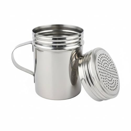 FINALITY Stainless Steel Dredger with Handle|Salt & Pepper Shaker with Handle |Powder Shaker with Handle,Capacity-350ml, Pack of (1) - Image 2