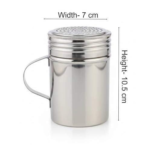 FINALITY Stainless Steel Dredger with Handle|Salt & Pepper Shaker with Handle |Powder Shaker with Handle,Capacity-350ml, Pack of (1) - Image 3