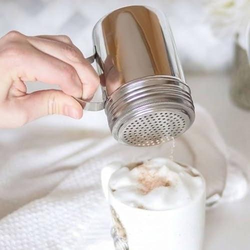 FINALITY Stainless Steel Dredger with Handle|Salt & Pepper Shaker with Handle |Powder Shaker with Handle,Capacity-350ml, Pack of (1) - Image 4