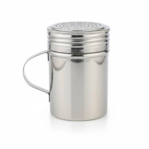 FINALITY Stainless Steel Dredger with Handle|Salt & Pepper Shaker with Handle |Powder Shaker with Handle,Capacity-350ml, Pack of (1) - Image 1