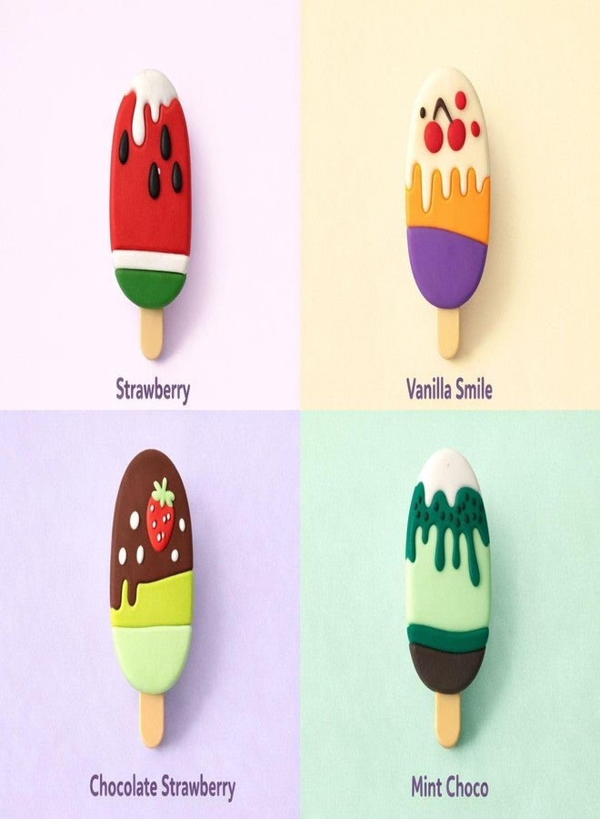 Nubby Dotss Ice Cream Popsicle Erasers, 4 Pack, Colorful Fruit Designs, 2.1 cm, Clean Erasing, No Smudges (1) - Image 2