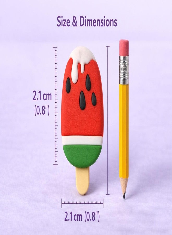 Nubby Dotss Ice Cream Popsicle Erasers, 4 Pack, Colorful Fruit Designs, 2.1 cm, Clean Erasing, No Smudges (1) - Image 5