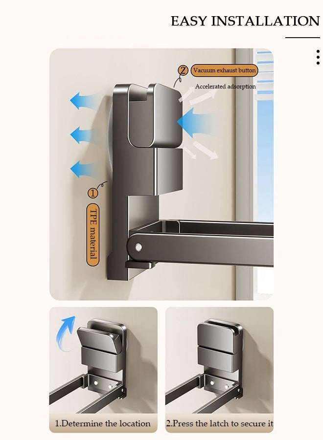 DUNISO 2 Pack Towel Rack, Towel Bar Holder, Stainless Steel Towel  Rail for Shower,  Foldable  Wall Mounted Towel Rack for Bathroom  Living Room,No Drilling Towel Holder - Image 3