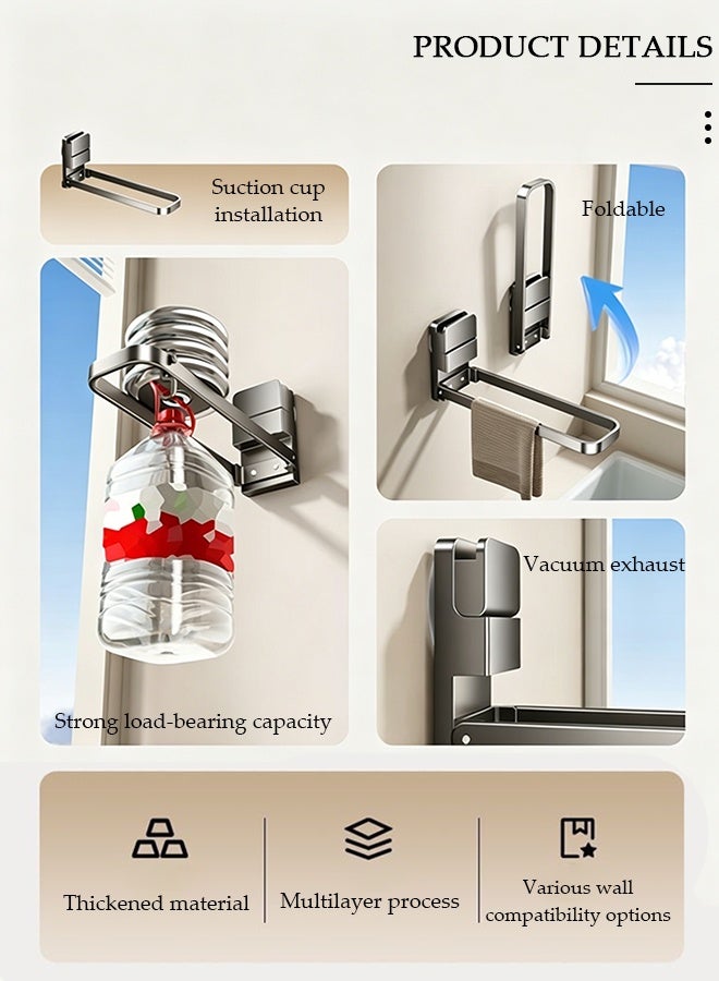 DUNISO 2 Pack Towel Rack, Towel Bar Holder, Stainless Steel Towel  Rail for Shower,  Foldable  Wall Mounted Towel Rack for Bathroom  Living Room,No Drilling Towel Holder - Image 5