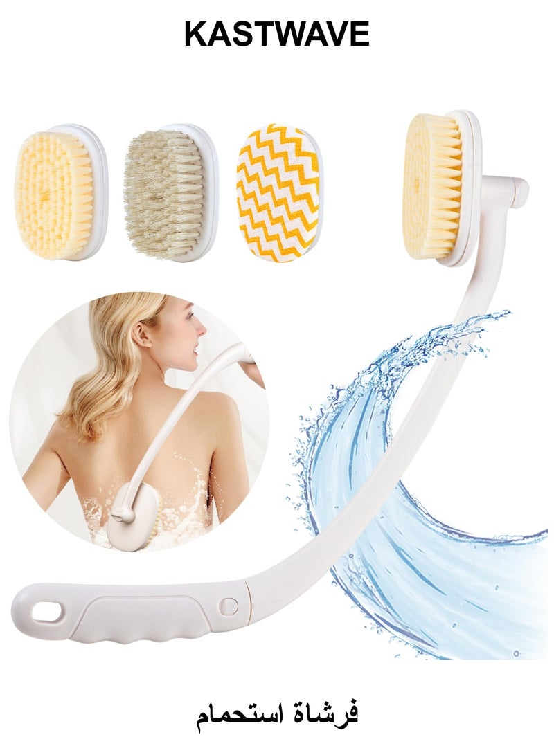 KASTWAVE Shower Brush for Body, 20.5 Long Handle Back Scrubber for Shower with 3 Pcs Replace Head, Exfoliation and Improved Skin Health Suitable for Women, Men, Elderly - Image 1