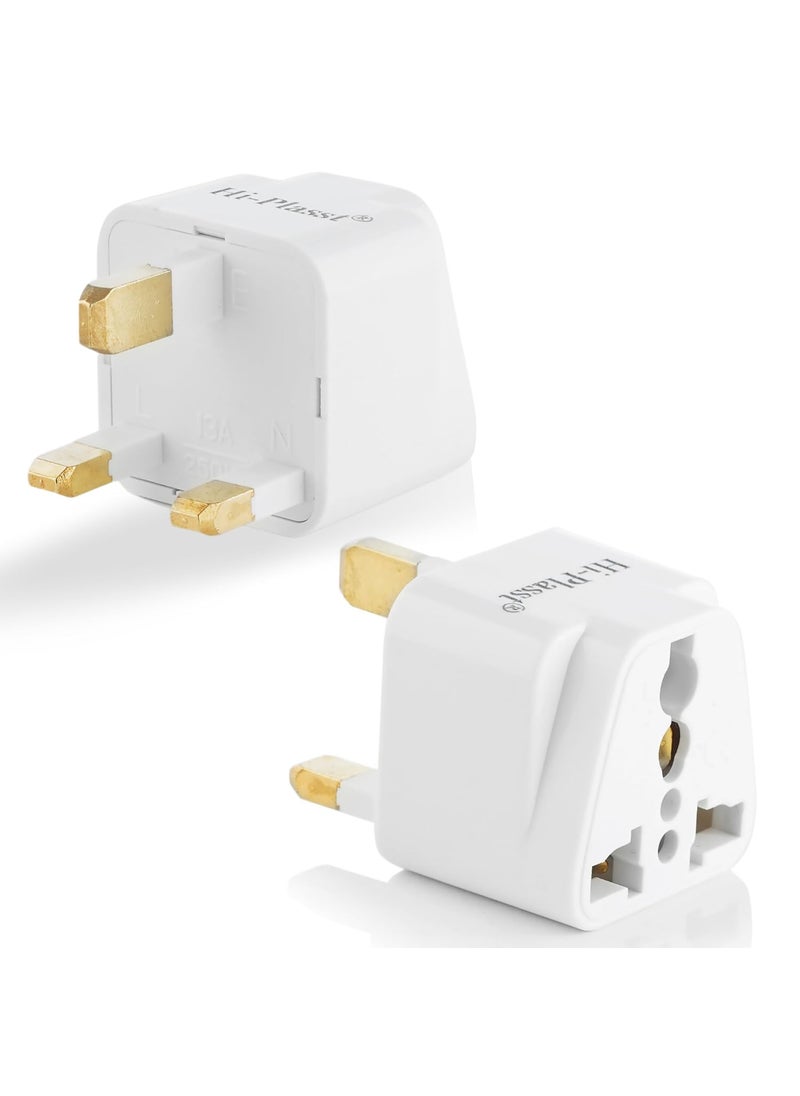 HI PLASST PINS N PLUGS HiPlasst Pack of 2 India to UK Type G Travel Adapter Plug Universal Converter for UAE Dubai Singapore Hong Kong Ireland UK Pin Adapter for Indian Plugs Compatible with Phone Laptop  - Image 1